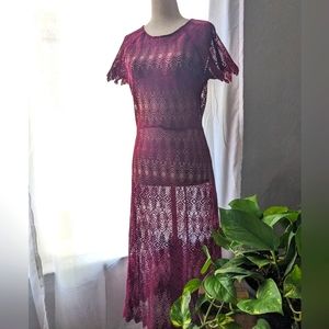 Elegant crochet lace midi dress